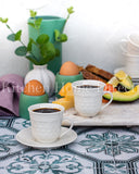 Load image into Gallery viewer, Vintage Grecian White Embossed Xenia Demitasse 90ml Espresso Cups