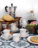 Load image into Gallery viewer, Vintage Grecian Embossed White Alexandria Demitasse 90ml Espresso Cups