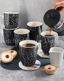 Load image into Gallery viewer, 15% Off Sale- Leopard Edition Set of 6 Mugs Cool Gray and Black