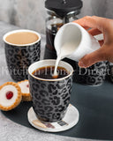 Load image into Gallery viewer, 15% Off Sale- Leopard Edition Set of 6 Mugs Cool Gray and Black