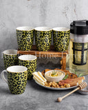 Load image into Gallery viewer, 15% Off Sale- Leopard Edition Set of 6 Mugs Olive Green and Black