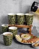 Load image into Gallery viewer, 15% Off Sale- Leopard Edition Set of 6 Mugs Olive Green and Black