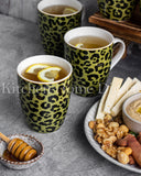 Load image into Gallery viewer, 15% Off Sale- Leopard Edition Set of 6 Mugs Olive Green and Black