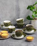 Load image into Gallery viewer, Leopard Edition 12-Piece Espresso Cup &amp; Saucer Set Olive Green and Black