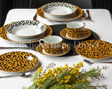 Load image into Gallery viewer, 15% Off Sale - Leopard Edition 20-Piece Dinner Set in Honey Gold and Black