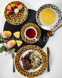 Load image into Gallery viewer, 15% Off Sale - Leopard Edition 20-Piece Dinner Set in Honey Gold and Black