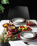 Load image into Gallery viewer, 15% Off Sale- Leopard Edition 20-Piece Dinner Set in Dark Red and Black