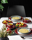 Load image into Gallery viewer, 15% Off Sale- Leopard Edition 20-Piece Dinner Set in Dark Red and Black