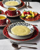 Load image into Gallery viewer, 15% Off Sale- Leopard Edition 20-Piece Dinner Set in Dark Red and Black