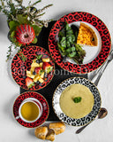 Load image into Gallery viewer, Leopard Edition 20-Piece Dinner Set in Dark Red and Black