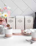 Load image into Gallery viewer, Cris Cross Embossed Canister Set of Three Sugar, Tea and Coffee