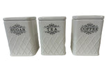 Load image into Gallery viewer, Cris Cross Embossed Canister Set of Three Sugar, Tea and Coffee