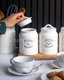 Load image into Gallery viewer, Country Cottage Home Canister Set of Three Sugar, Tea and Coffee