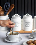 Load image into Gallery viewer, Country Cottage Home Canister Set of Three Sugar, Tea and Coffee