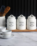 Load image into Gallery viewer, Country Cottage Home Canister Set of Three Sugar, Tea and Coffee