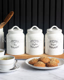 Load image into Gallery viewer, Country Cottage Home Canister Set of Three Sugar, Tea and Coffee