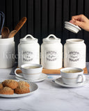 Load image into Gallery viewer, Country Cottage Home Canister Set of Three Sugar, Tea and Coffee