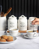 Load image into Gallery viewer, Country Cottage Home Canister Set of Three Sugar, Tea and Coffee