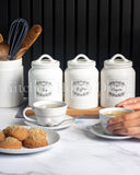 Load image into Gallery viewer, Country Cottage Home Canister Set of Three Sugar, Tea and Coffee