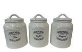 Load image into Gallery viewer, Country Cottage Home Canister Set of Three Sugar, Tea and Coffee