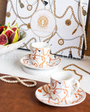 Load image into Gallery viewer, Valentina Designer Inspired 12-Piece Espresso Cup &amp; Saucer with Gift Box