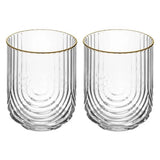 Load image into Gallery viewer, Art Deco Rainbow Embossed Low-Ball Glasses with Gold Rim - Set of 4