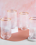 Load image into Gallery viewer, Opulent Art Deco Rainbow Embossed High-Ball Glasses with Gold Rim - Set of 4