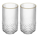 Load image into Gallery viewer, Opulent Art Deco Rainbow Embossed High-Ball Glasses with Gold Rim - Set of 4