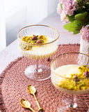 Load image into Gallery viewer, Art Deco Rainbow Embossed Clear Dessert Bowls Set Of 4 with Gold Rim