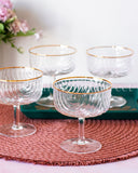 Load image into Gallery viewer, Art Deco Rainbow Embossed Clear Dessert Bowls Set Of 4 with Gold Rim