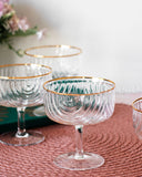 Load image into Gallery viewer, Art Deco Rainbow Embossed Clear Dessert Bowls Set Of 4 with Gold Rim