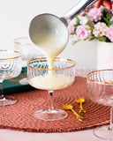 Load image into Gallery viewer, Art Deco Rainbow Embossed Clear Dessert Bowls Set Of 4 with Gold Rim