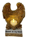 Load image into Gallery viewer, Guardian Light: Protective &quot;Forever In My Heart&quot; Gold Angel Wings with Tealight Religious Keepsake