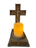 Load image into Gallery viewer, Holy Light: Jesus on Cross Crucifixion Ornament With Light Up Candle Religious Keepsake.