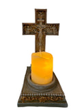 Load image into Gallery viewer, Holy Light: Jesus on Cross Crucifixion Ornament With Light Up Candle Religious Keepsake.