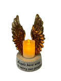 Load image into Gallery viewer, Guiding Light: Large Open Gold Angel Wings With Light Up Candle Religious Keepsake.