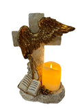 Load image into Gallery viewer, Harmony of Faith: Cross with Gold Angel Wings, Book &amp; Violin With Light Up Candle Religious Keepsake.