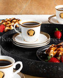 Load image into Gallery viewer, Elevate Coffee Drinking &amp; Sip in Style: Medusa Classic Vintage Style Black and Gold 12pcs Espresso Set- 100ml