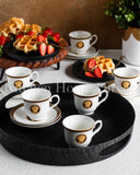 Load image into Gallery viewer, Elevate Coffee Drinking &amp; Sip in Style: Medusa Classic Vintage Style Black and Gold 12pcs Espresso Set- 100ml