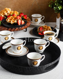 Load image into Gallery viewer, Elevate Coffee Drinking &amp; Sip in Style: Medusa Classic Vintage Style Black and Gold 12pcs Espresso Set- 100ml