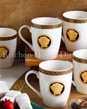 Load image into Gallery viewer, Stunning &amp; Iconic La Medusa Black &amp; Gold Set of 6 Mugs 340ml In New Impressive Gift Box