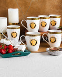 Load image into Gallery viewer, Stunning &amp; Iconic La Medusa Black &amp; Gold Set of 6 Mugs 340ml In New Impressive Gift Box