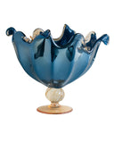 Load image into Gallery viewer, Elegant Venezia Handmade Italian Murano Glassware Large Fruit Bowl In Avio Steel Blue