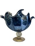 Load image into Gallery viewer, Elegant Venezia Handmade Italian Murano Glassware Large Fruit Bowl In Avio Steel Blue