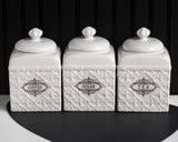 Load image into Gallery viewer, Florentina Embossed Set of Three Canister Set for Sugar, Tea and Coffee