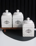 Load image into Gallery viewer, Florentina Embossed Set of Three Canister Set for Sugar, Tea and Coffee