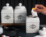 Load image into Gallery viewer, Florentina Embossed Set of Three Canister Set for Sugar, Tea and Coffee