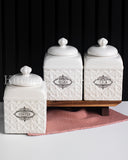 Load image into Gallery viewer, Florentina Embossed Set of Three Canister Set for Sugar, Tea and Coffee