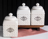 Load image into Gallery viewer, Florentina Embossed Set of Three Canister Set for Sugar, Tea and Coffee