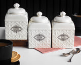 Load image into Gallery viewer, Florentina Embossed Set of Three Canister Set for Sugar, Tea and Coffee